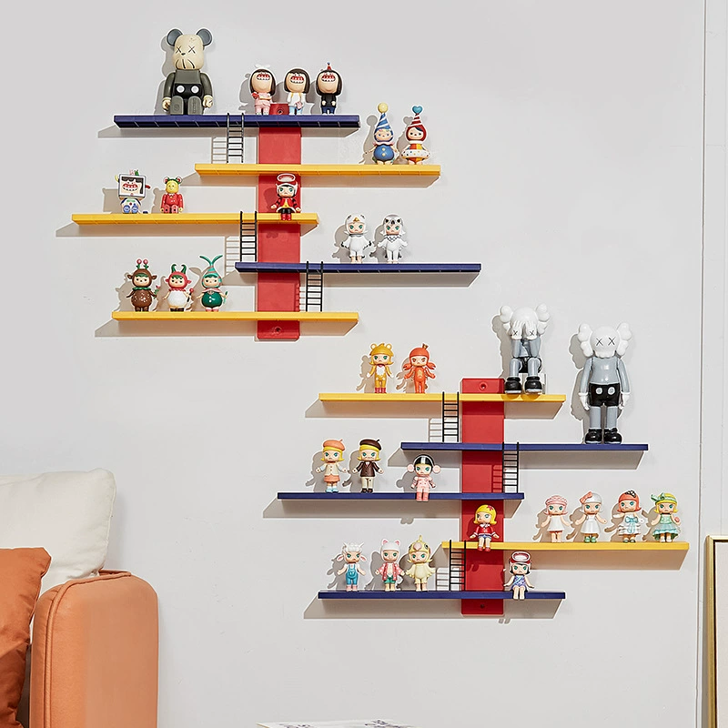 Wall-Mounted Minifigure Display Stand, Handmade Mondrian Frame, 63×36.5 cm