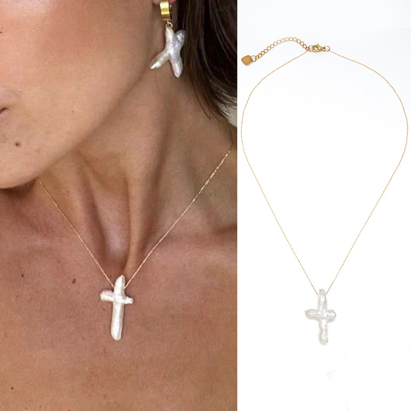 가로 구멍 십자가 목걸이 45+5CM