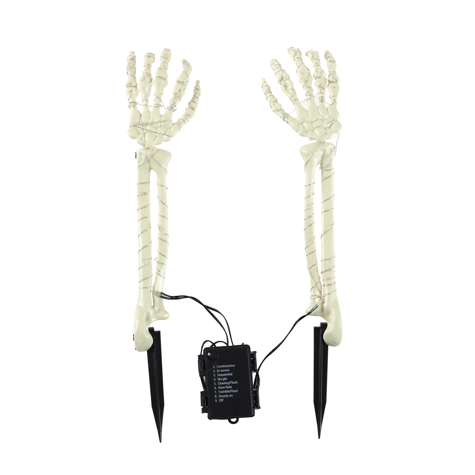 Inserción de Halloween de mano luminosa esqueleto conjunto de accesorios de decoración de patio LED de mano luminosa inserción