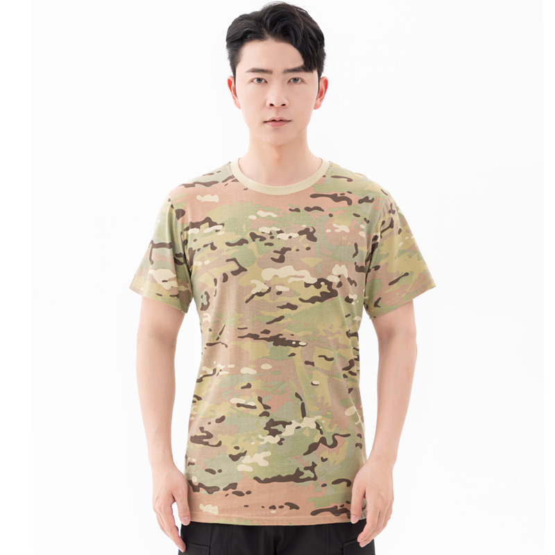 Travel cotton camouflage tactics body-friendly T-shirt with a round…
