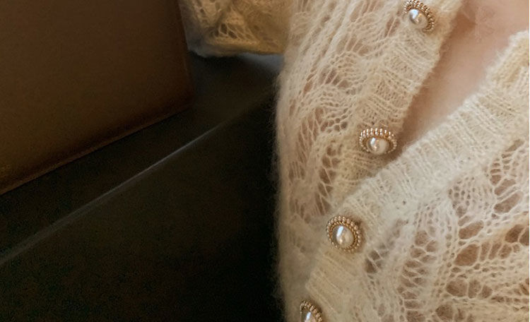 【Kasjmierfamilie】 Dunne wollen damesvestjas met uitgehold mohair gebreid temperament, gecombineerd met een korte_voghion.com