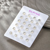 14k color plated 5mm four claws, 12 pairs per card