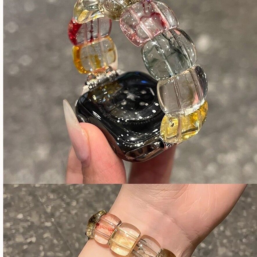 Ice-Clear Glass Crystal Watch Strap Suitable for Apple Watch Apple S10/S11 Watch Strap