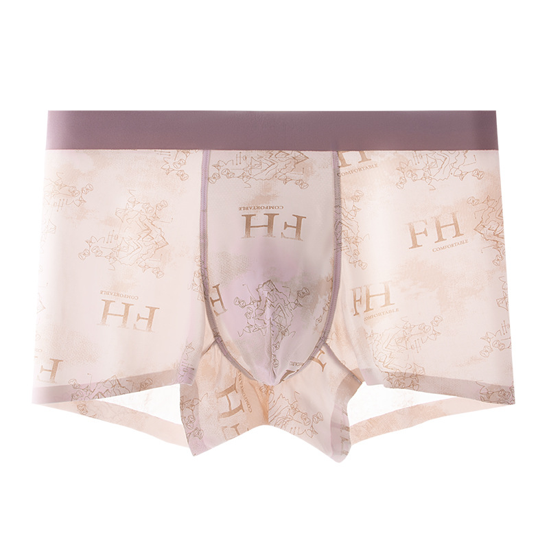 Procesamiento de ropa interior de hombre de seda de hielo personalizada, calzoncillos bóxer cómodos transpirables de secado rápido sin costuras de verano, pantalones cortos de hombre de talla grande