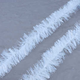 跨境热销圣诞节装饰白色彩条拉花泡丝圣诞毛条装饰金属丝花环装饰