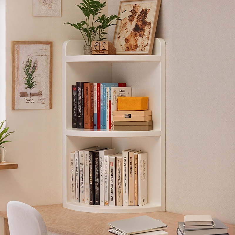 Estante de escritorio de madera sólida Estante de esquina Estante de almacenamiento de almacenamiento simple multicapa Estante de almacenamiento de escritorio de estudiantes
