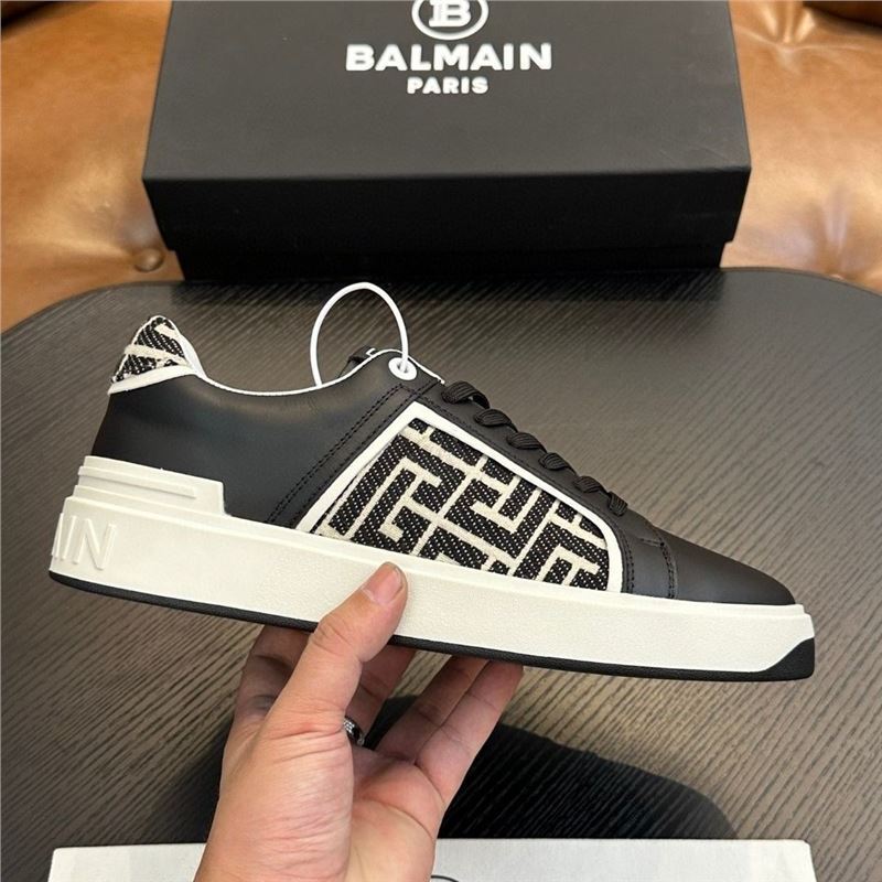 European Men's Shoes Genuine Leather Light Luxury Balmain White Shoes Breathable Men's Casual Trendy Fashion Sneakers Casual Shoes
