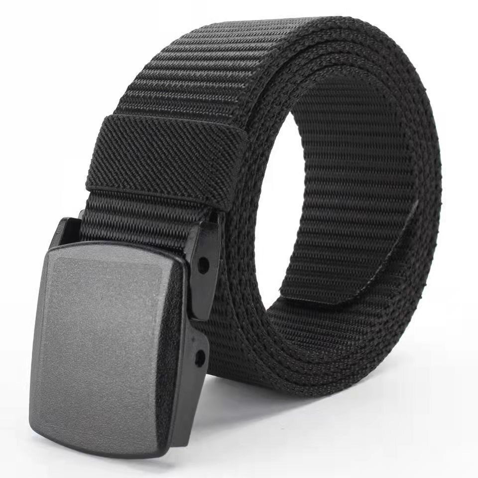 Men's Canvas Belt Student Military Training Sports Tactical Belt Outdoor Work Pants Versatile Thick Fabric Belt Cross-border Wholesale