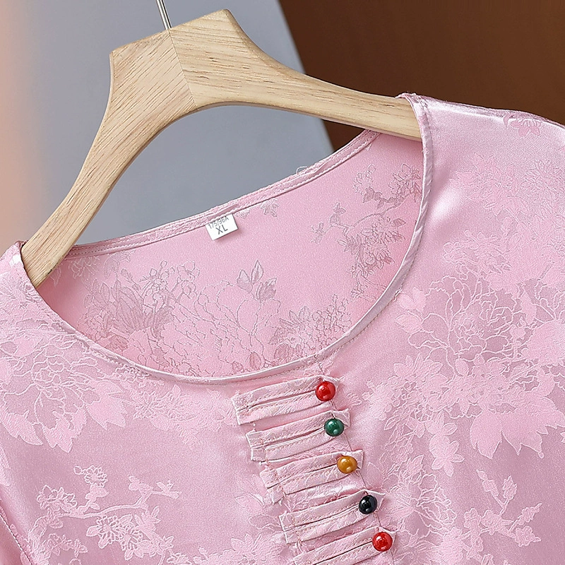 Sexy fuchsia spring shirt, Chinese style, loose fit, trend of season