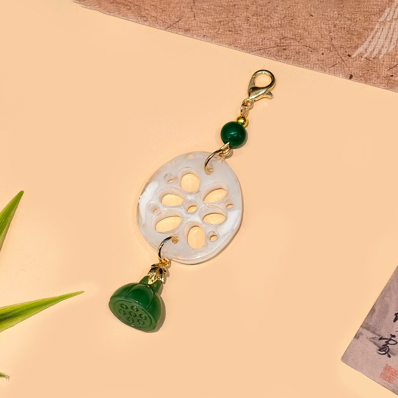 国民スタイル合金竹フレッシュピンクフラワーペンダント中国ベルペンダント古代スタイルチャイナ韓服衣類アクセサリー