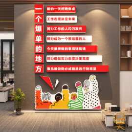 办公室司装饰企业文化墙电商氛围销售布置爆单挂画形励志标语