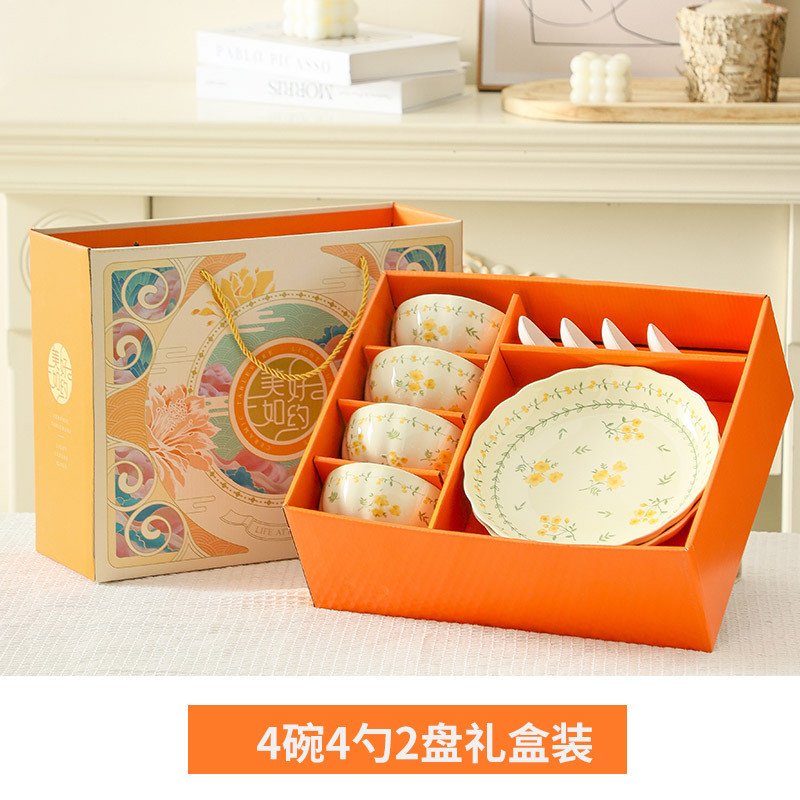 Primavera platos esmaltados cubiertos de cerámica de color caja de regalo conjunto de regalos festivos de regalo caja de regalo festivales