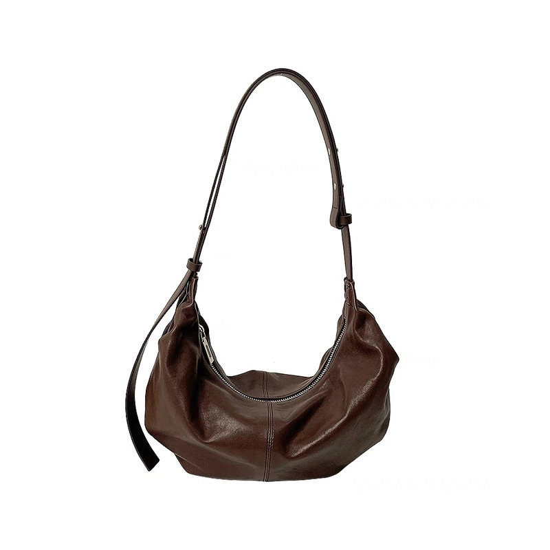 Niche Genuine Leather Dumpling Bag 2026 New Soft Leather Casual Shoulder Bag For Women Large Capacity Luxury Crescent Underarm Bag - Thumbnail 5