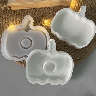 Pumpkin Candlestick Silicone Mold Tray Candlestick Two-in-One Pumpkin Mold Gypsum Gum Drop Mold Halloween Props