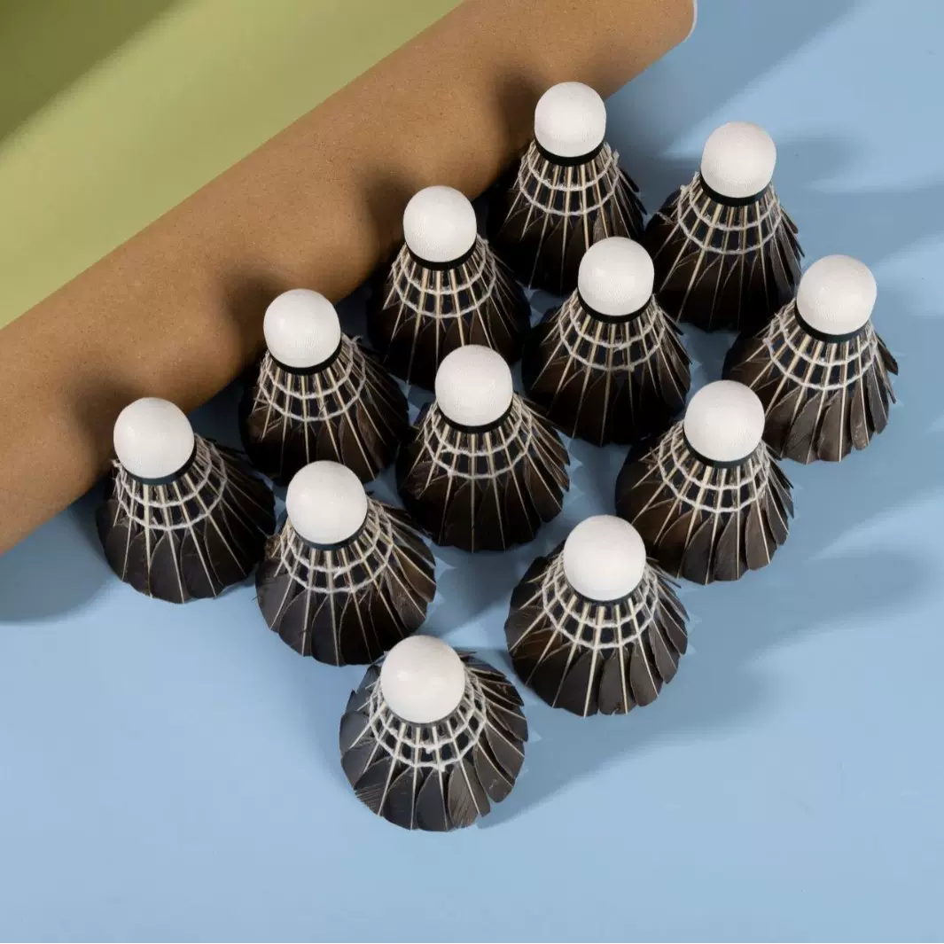 黑色刀翎羽毛球黑鹅毛大刀羽毛球12只装稳定耐打训练比赛室内外球