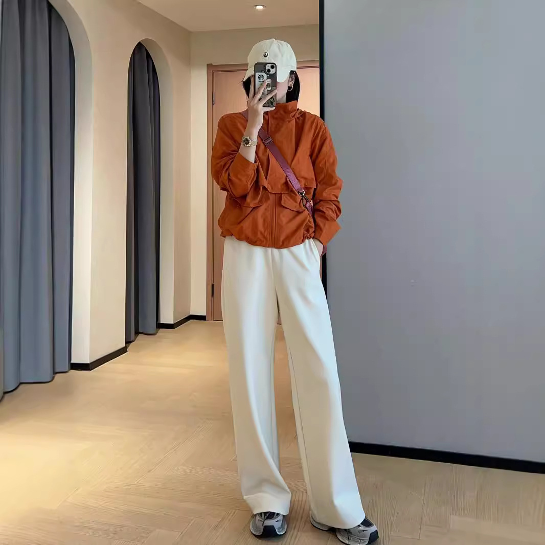 오래 된 QIAN 스타일 슬리밍 다리 긴 간단한 캐주얼 스포츠 높은 허리 스트레이트 와이드 다리 바지 여성의 가을과 겨울 새로운 F092618