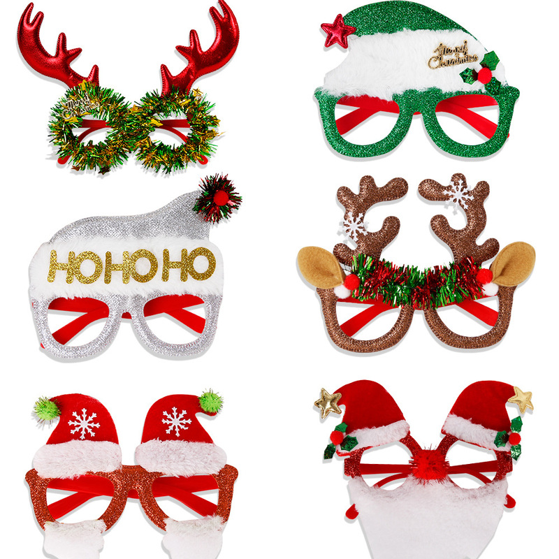 New Christmas Creative Gift Cartoon Antlers Christmas Hat Glasses Adult Children Party Party Decoration Glasses