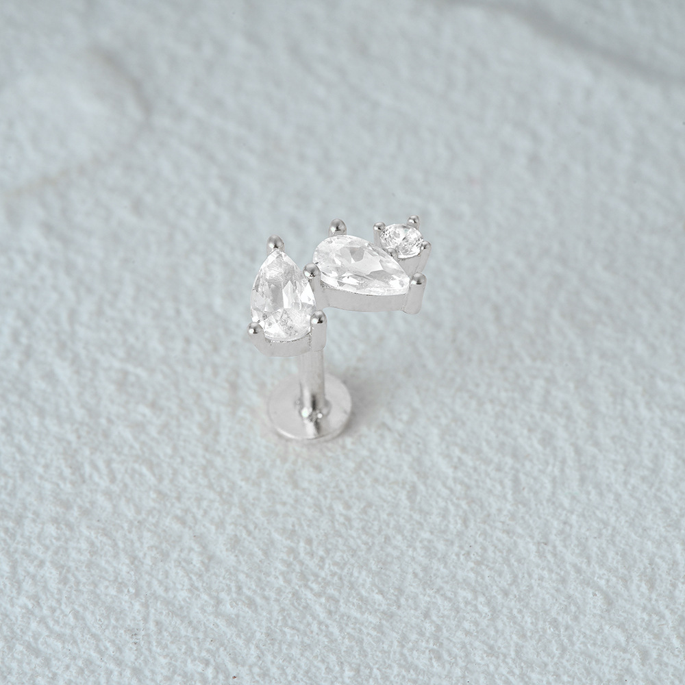 2g Weight Zircon Inlay Material Ear Studs Classification 1 Piece Quantity Daily Occasion 925 Sterling Silver Material Geometric Pattern Women's Gender Plating Design Simple Style Style 1 Piece Ear Cartilage Rings & Studs Simple Style Geometric 925 Sterling Silver Plating Zircon 55