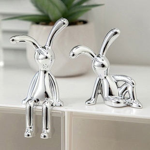 Creative Internet Celebrity Cartoon Sitting Posture Long Ear Rabbit Decoration Light Luxury High-end Living Room TV Cabinet Wine Cabinet Entrance Decoration