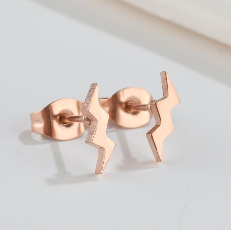 316 Stainless Steel Ear Needle Material 18K Gold, Real Gold Plated Plating Material PVD Coated 18K Gold Real Gold Plated Heart Shape Key Lightning 304 Stainless Steel Fashion Waterproof Non Tarnish Ear Studs