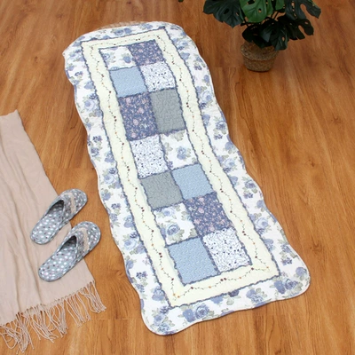 Anti-Slip Patchwork Living Room | Avtomobil döşəmə paspasları - blue-enchantress-bedside-mat-or-car-mat-back-seat-50x135cm