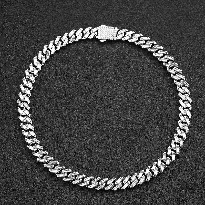 Cuban Chain Necklace With Full Diamond Stones Hip Hop Style_voghion.com