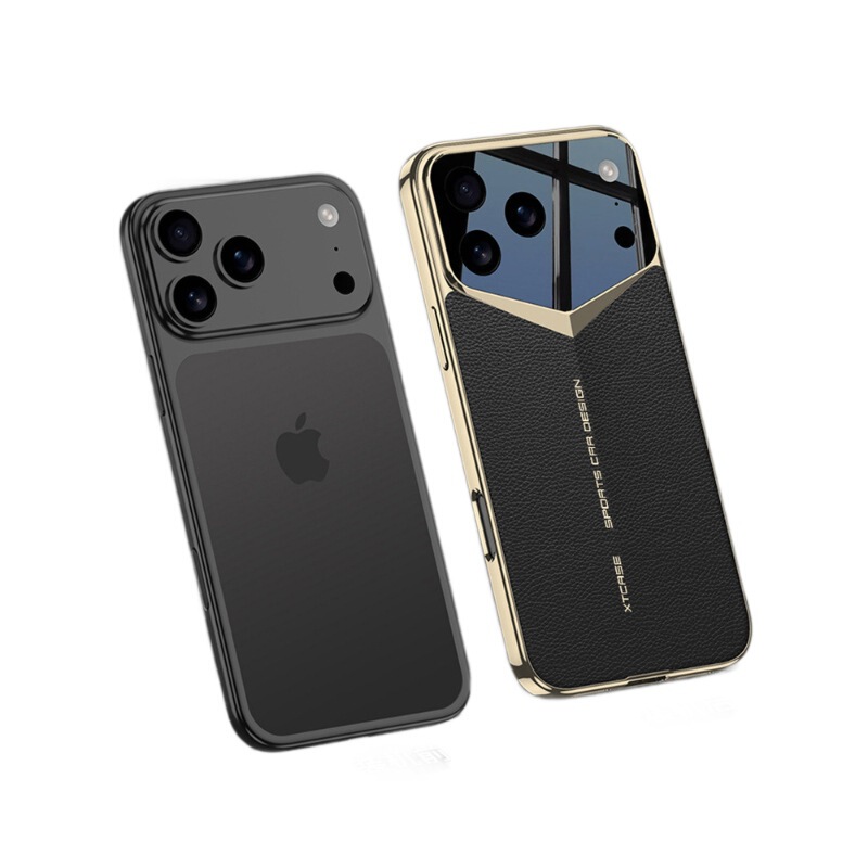 适用iphone17ProMax刀锋素皮手机壳跨境苹果17pro纯色创意壳皮套|undefined