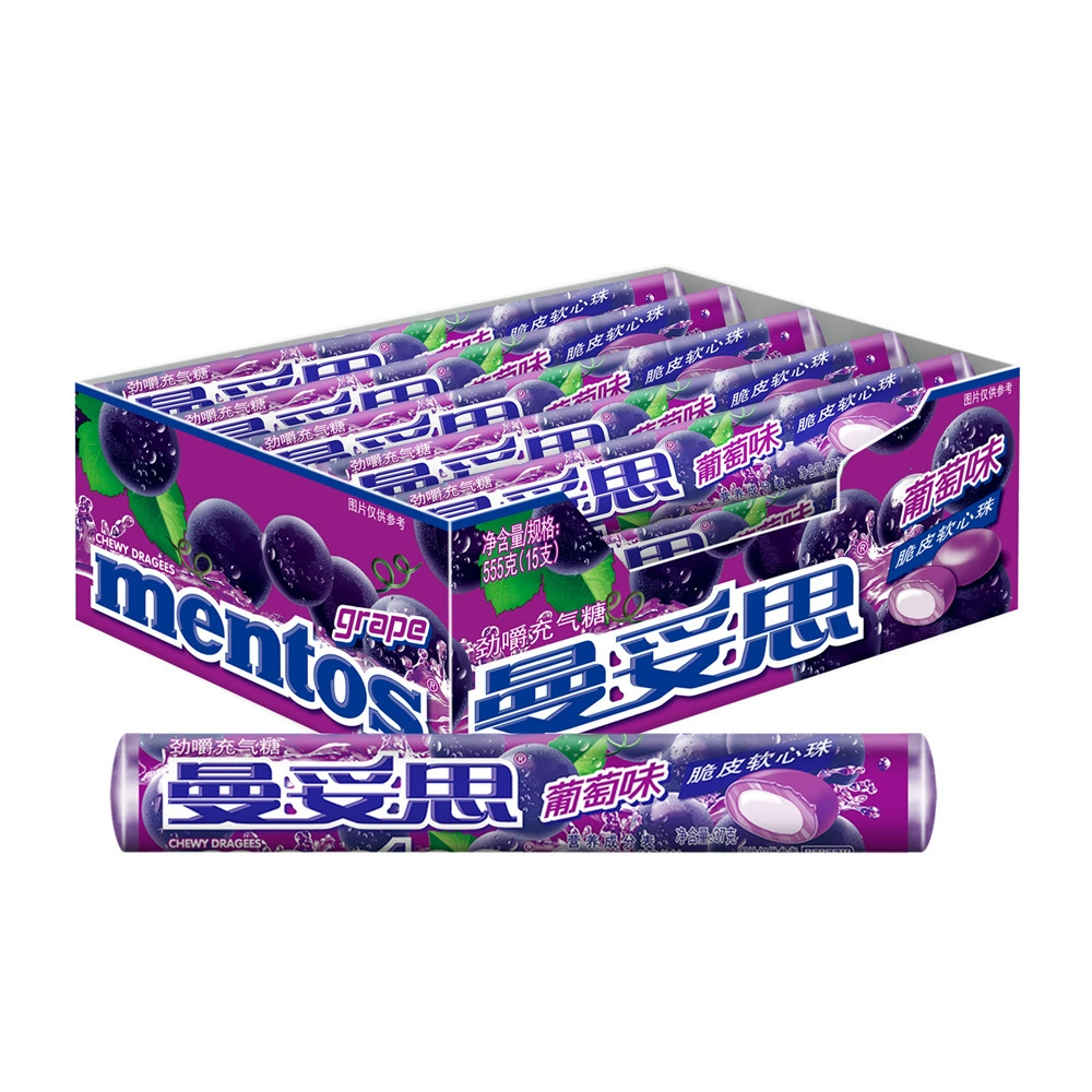 曼妥思 Chewy inflatable sugar crispy soft heart beads mint 37g*15 pieces of cola bubble gum mix and match flavor