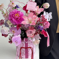 新中式鮮花抱抱桶批發diy花桶旗袍插花桶花盒批發圓筒花藝禮盒