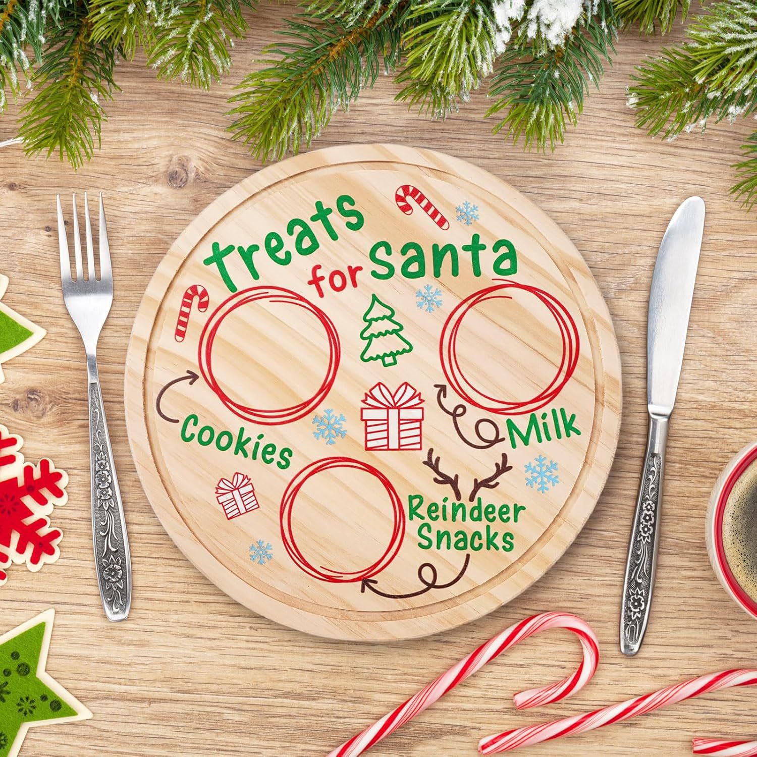 圣诞节木制彩绘托盘披萨板水果托盘家用菜板实木砧板厨房餐具防霉