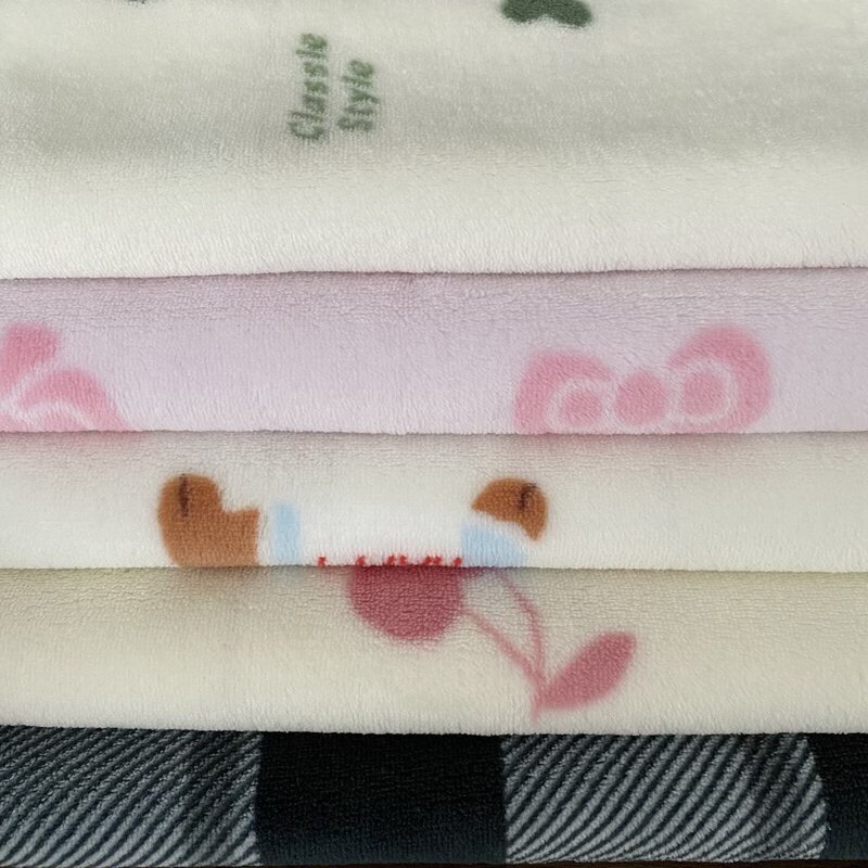 Double-Sided Coral Fleece Flannel Printed Fabric, Thickened Warm Blanket and Pillow Cover, Home Clothing Plush Fabric