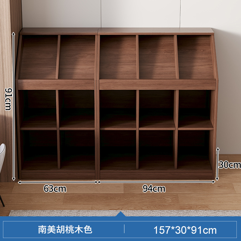 Estante de libros estante de almacenamiento estante de piso bajo conjunto de armario de biblioteca calificado armario de almacenamiento armario de exhibición integrado contra la pared para el hogar