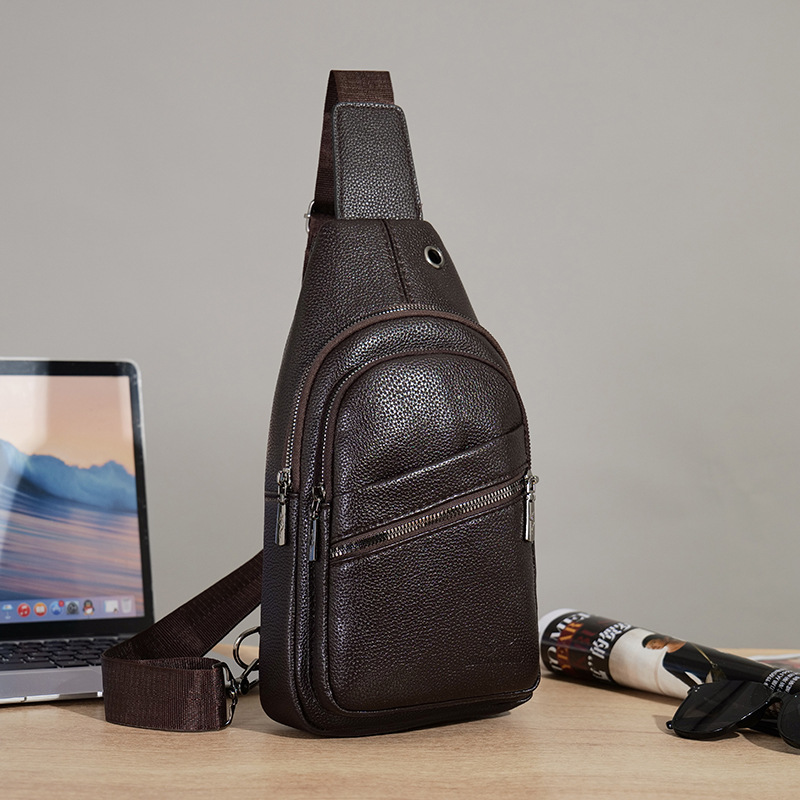 Bolso de cuero para hombres, bolso de pecho de moda impermeable, bolso de pecho de moda casual, bolso de pecho de alto nivel para hombres.