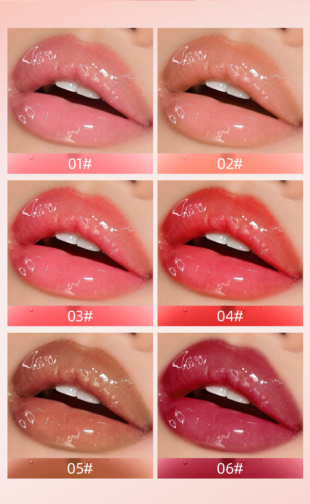 Carina QIBEST huile miroir eau verre glacé fille hydratant, hydratant et réparateur serré miel Dudu rouge à lèvres_voghion.com
