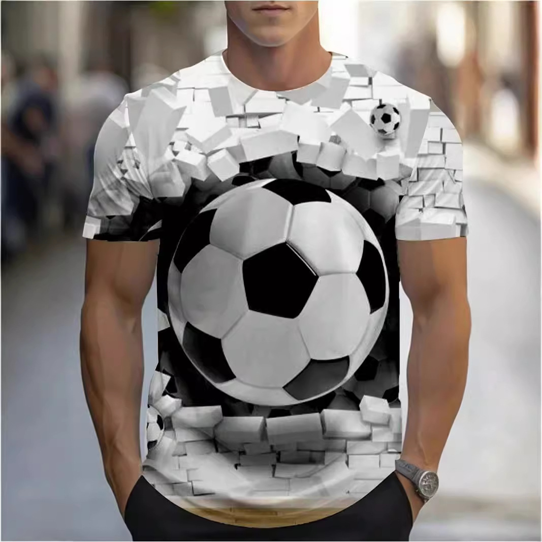 足球少年 热血足球 2024热卖3D数码印花 男士透气T恤  宽松短袖