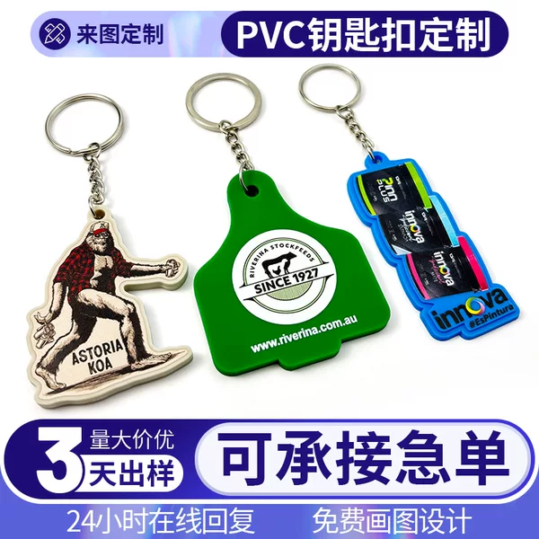 Cross-Border Pvc Soft Rubber 2D/3D Flat and Irregular Uv Printed Keychain Colorful Keyring Cultural and Creative Gift Pendant