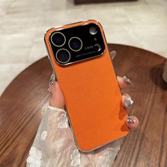 适用iPhone17大视窗手机壳电镀苹果16ProMax防摔全包简约皮套跨境