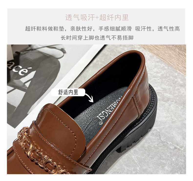 Giày lười nữ mũi tròn đế dày gót 3–5 cm — Màu nâu, Màu đen chi tiết 9
