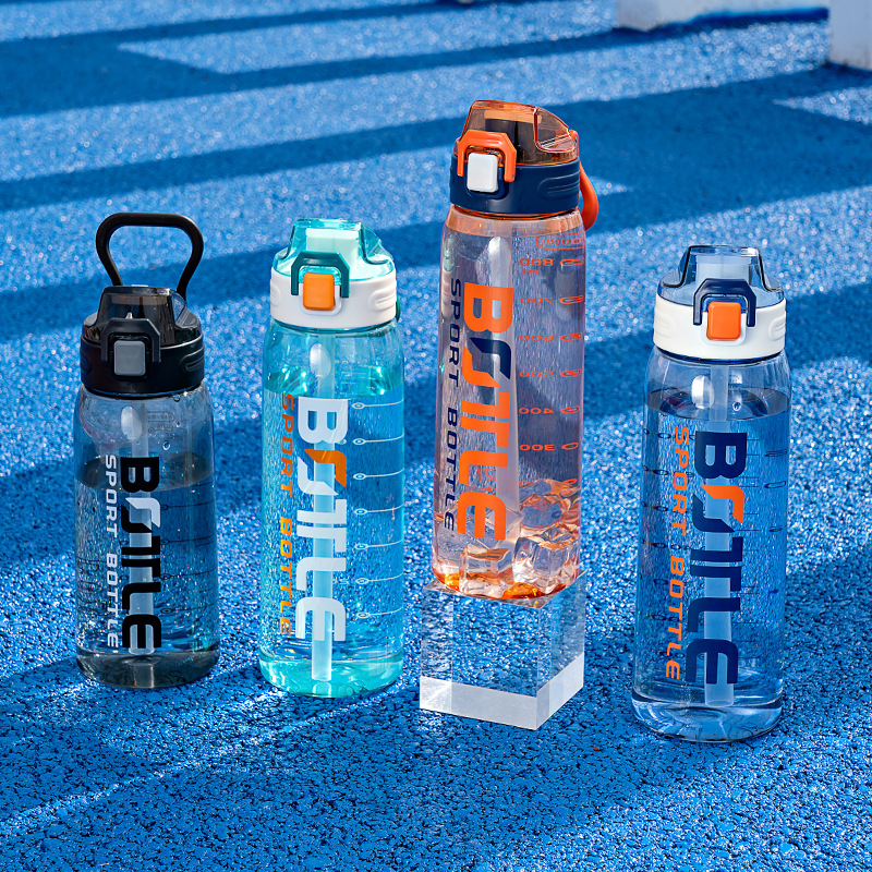 Tapa de primavera taza de agua adulto masculino con escala de cuerda deportes fitness botella de agua estudiante femenina taza de paja resistente a la caída para mujeres embarazadas