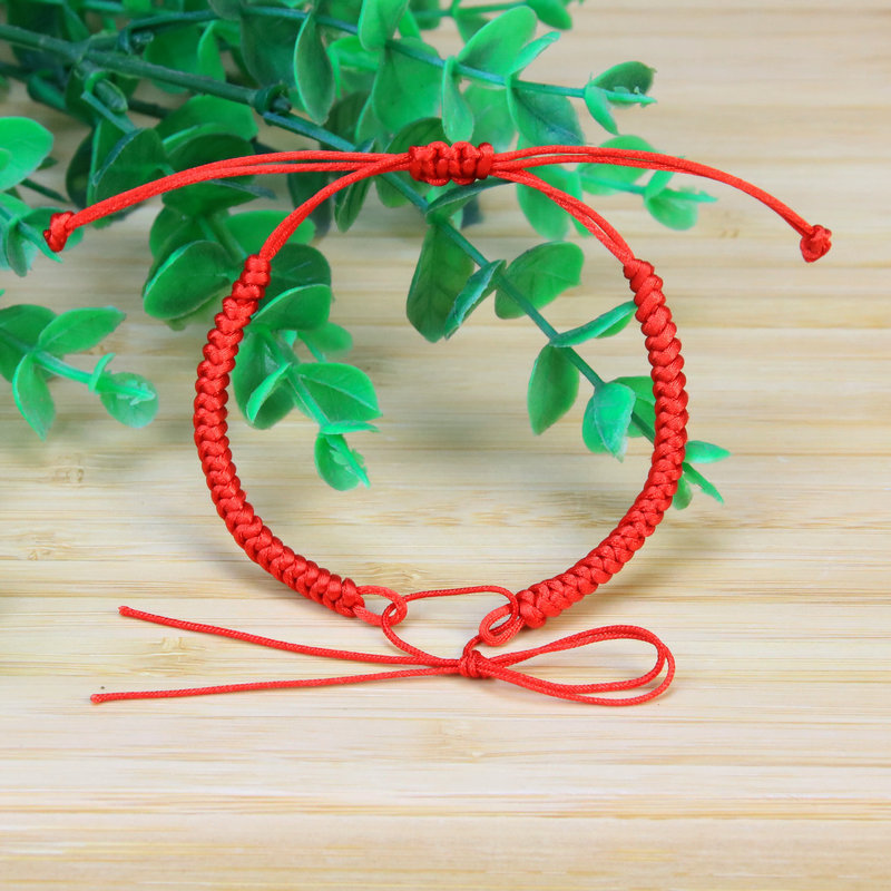 Hand-woven adjustable diamond knot red rope bracelet semi-finished two-in-one bead pendant red rope accessories
