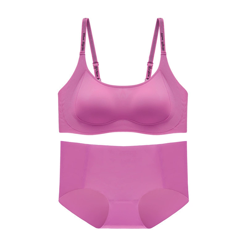 Push up bra, underwear, set, straps with letters, bra top, square neckline