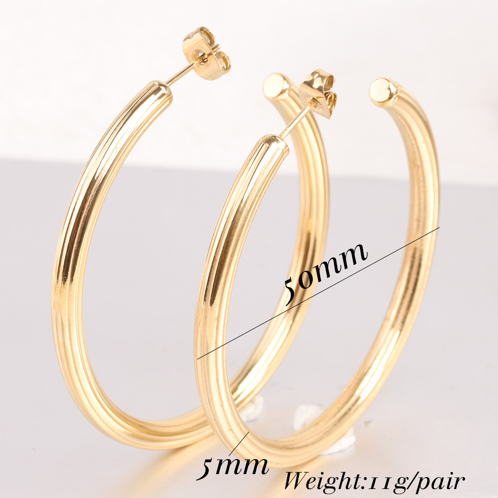 14g Weight 1 Pair Simple Style Solid Color Plating Metal Gold Plated Earrings