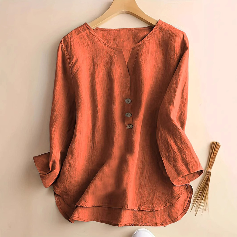 2026 New European and American Amazon Cross-Border Fashion Women's Popular Solid Color Notched Collar Shirt Casual Button-Up Shirt