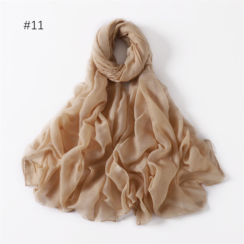 Cross-border classic women's solid color voile cotton and linen breathable thin long scarf soft scarf hijab silk scarf