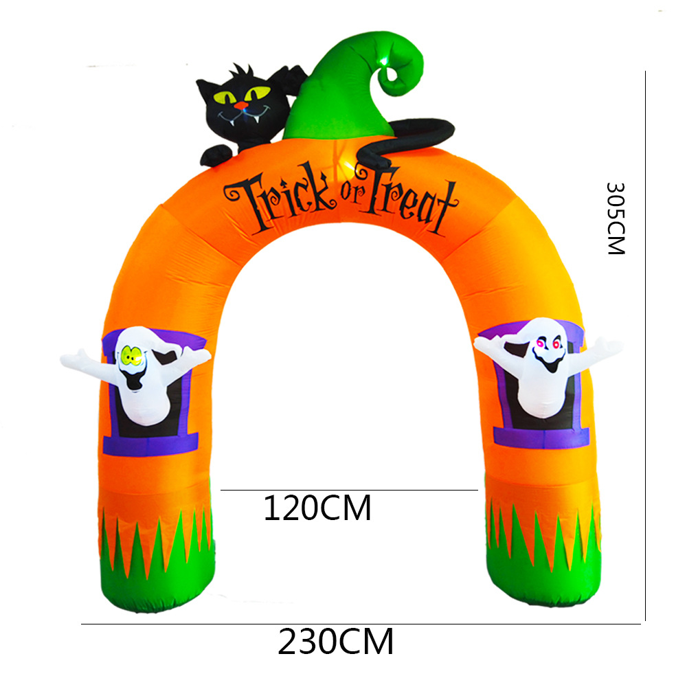2024 modelo privado nueva decoración inflable al aire libre Halloween 10FT arco inflable fantasma gato negro arco inflable