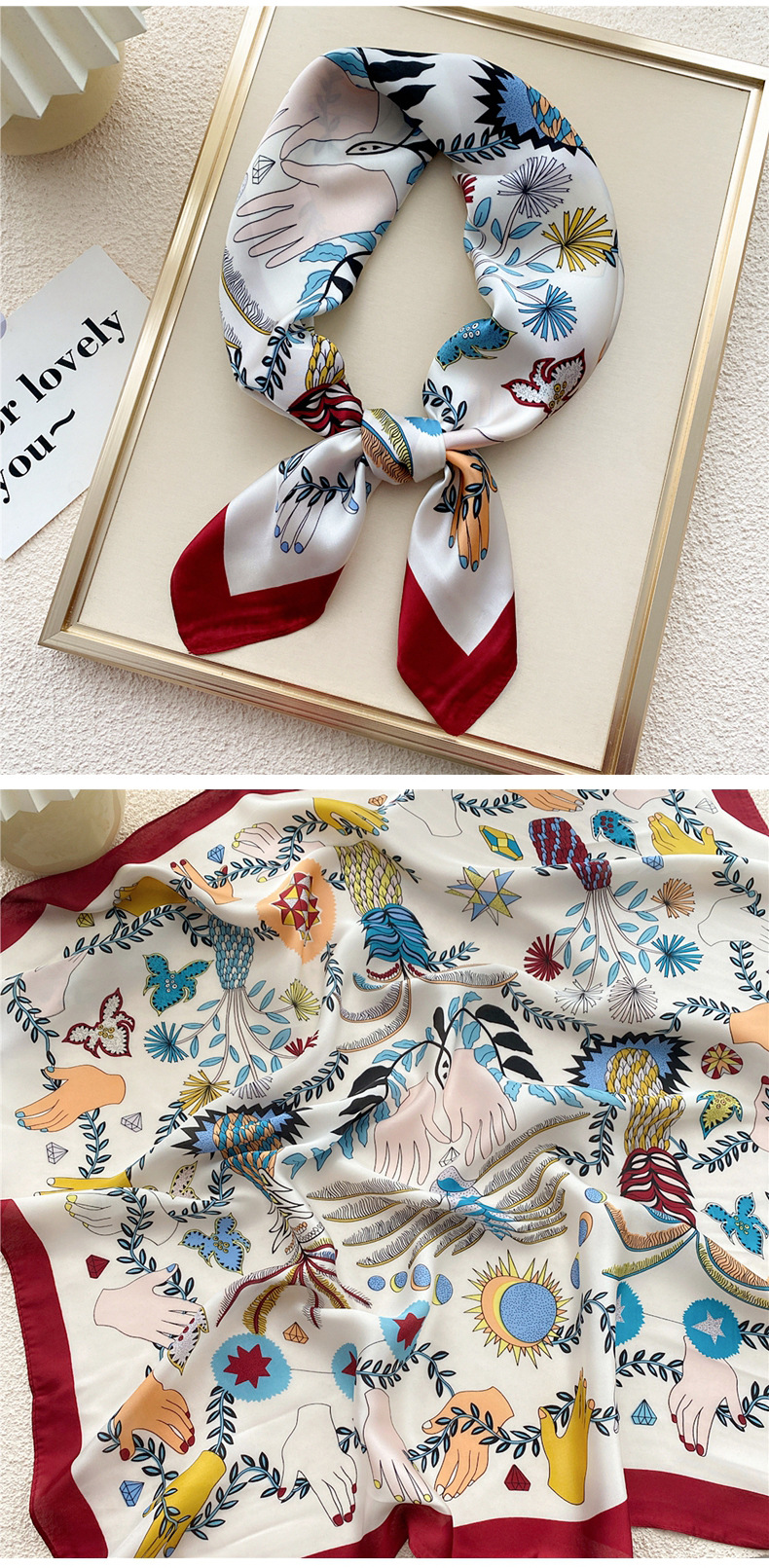 45g Weight Silk Scarf Classification Daily Occasion Polyester Material Geometric Pattern All Seasons Season Women's Gender Printing Design Elegant, Sweet Style Women's Elegant Sweet Geometric Polyester Printing Silk Scarf 19