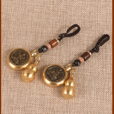 黃銅十二生肖八大守護神鑰匙扣本命年汽車挂飾貔貅葫蘆轉錢吊墜