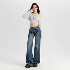 卸売 秋物 アメリカンレトロ マイクロフレアデニムパンツ レディース ローウエスト セクシーデニムパンツ レディース ロングパンツ