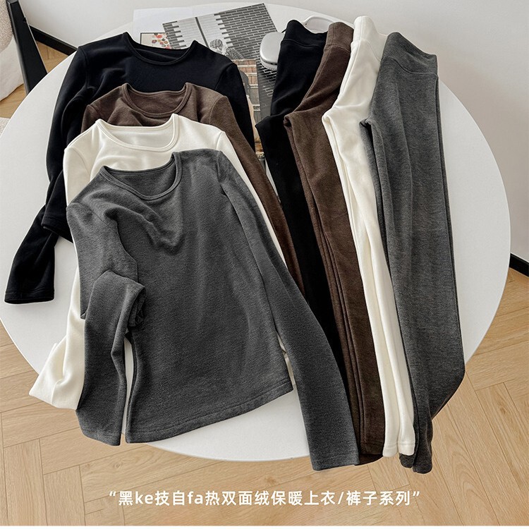 Goodfa2025 Autumn/Winter Black Self-Heating Thickened Double-Sided Fleece Thermal Underwear Set for Women