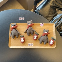 卡通布艺棉麻充棉小熊兔子萝卜挂件儿童发夹饰品DIY服装辅料配件